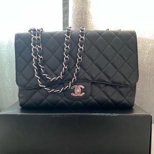 *SOLD Chanel Jumbo Classic Flap Black Silver